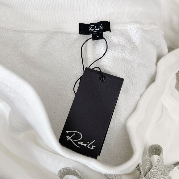 New Rails Oakland Slim Fit Glitter Stripe Joggers White Metallic Large L Lounge - Picture 7 of 14